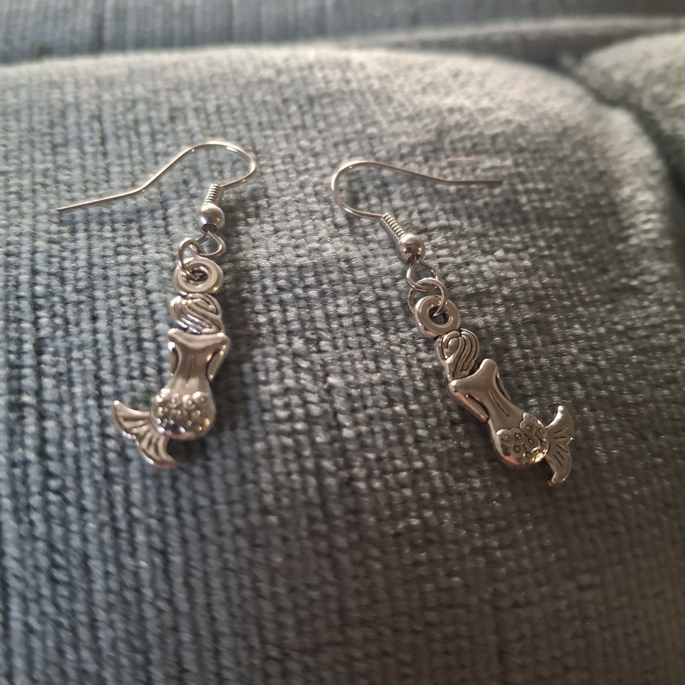 Silver Mermaid Dangle Earrings